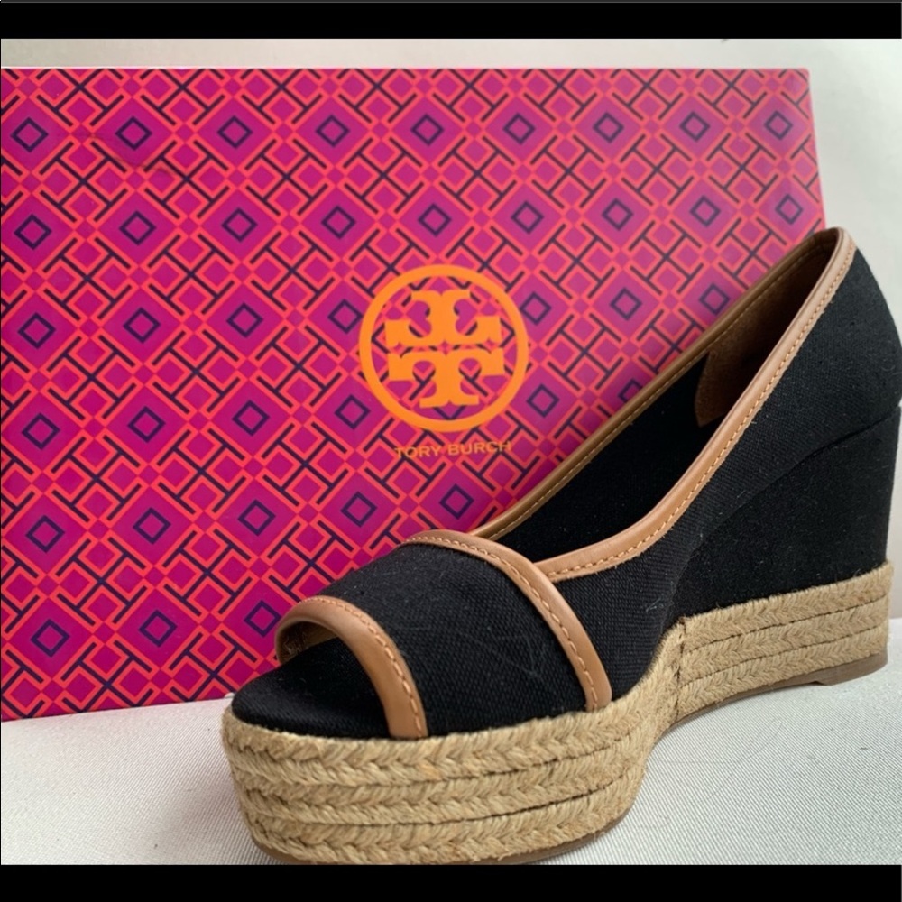 Tory Burch Peep Toe Wedge Espadrilles